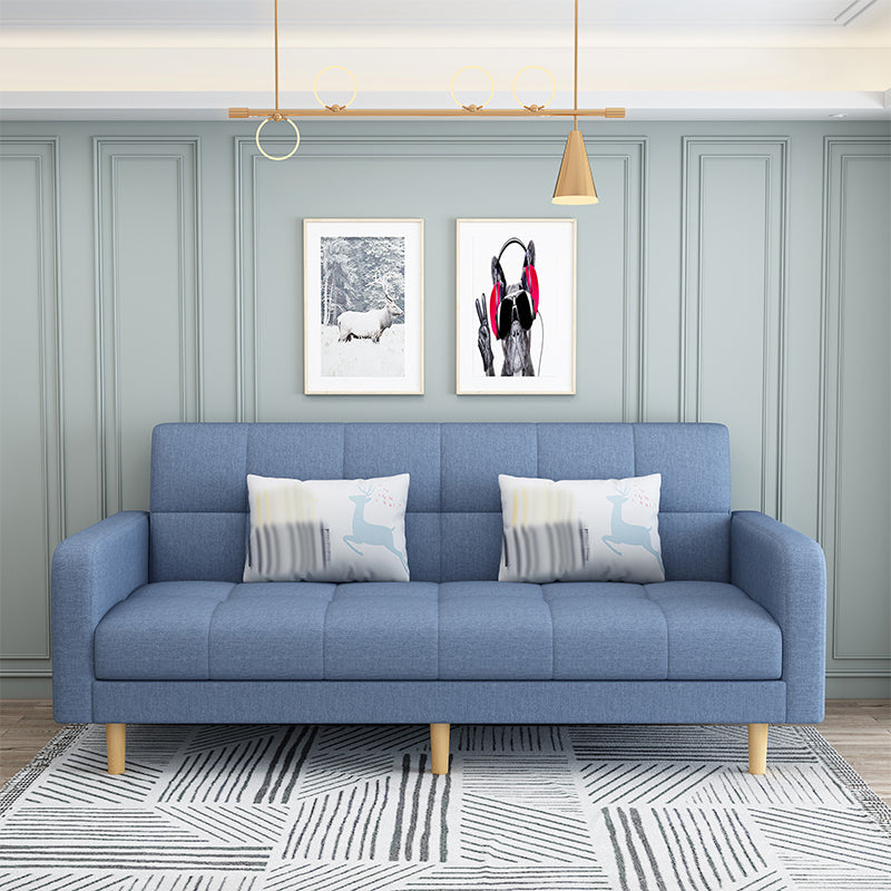 Nordic 59.06"L x 26.77"W x 32.28"H Square Arm Sectional Tight Back Sofa with Storage Airy Blue Cotton Blend Without Ottoman Clearhalo 'furn' 'furn_sectionals' 'Furniture' 'furniture_sectionals' 'Living Room Furniture' 'Sectionals' 4934489