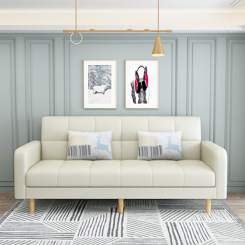 Nordic 59.06"L x 26.77"W x 32.28"H Square Arm Sectional Tight Back Sofa with Storage Off-White Faux Leather Without Ottoman Clearhalo 'furn' 'furn_sectionals' 'Furniture' 'furniture_sectionals' 'Living Room Furniture' 'Sectionals' 4934491