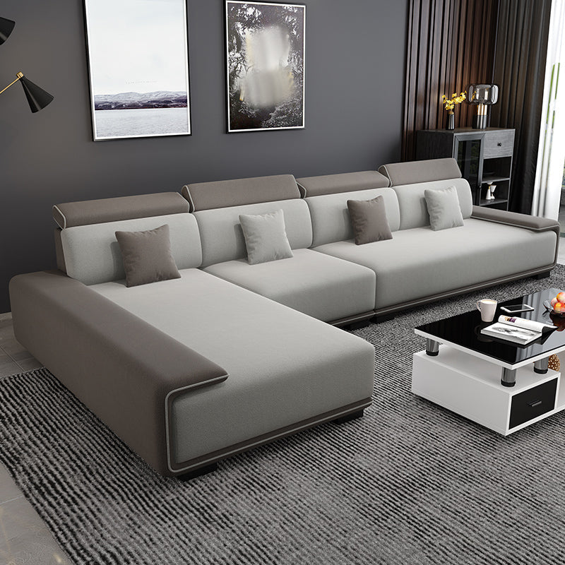 149.6"L √ó 70.87"W √ó 30.31"H Pillow Top Arm Sectional Stain-Resistant Faux Leather Sofa Coffee-White Clearhalo 'furn' 'furn_sectionals' 'Furniture' 'furniture_sectionals' 'Living Room Furniture' 'Sectionals' 4934495