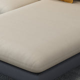 126.0"L √ó 66.9"W √ó 35.8"H Faux Leather Recessed Arm Sectional Slipcovered Sofa and Chaise Clearhalo 'furn' 'furn_sectionals' 'Furniture' 'furniture_sectionals' 'Living Room Furniture' 'Sectionals' 4934511