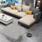 Light-Grey Waterproof Faux Leather Sofa Slipcovered Sectional with Recessed Arms 126"L x 67"W x 35"H Latex Clearhalo 'furn' 'furn_sectionals' 'Furniture' 'furniture_sectionals' 'Living Room Furniture' 'Sectionals' 4934513