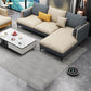 Light-Grey Waterproof Faux Leather Sofa Slipcovered Sectional with Recessed Arms 96.5"L x 67"W x 35"H Latex Clearhalo 'furn' 'furn_sectionals' 'Furniture' 'furniture_sectionals' 'Living Room Furniture' 'Sectionals' 4934514