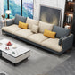 Light-Grey Waterproof Faux Leather Sofa Slipcovered Sectional with Recessed Arms 126"L x 33.5"W x 35"H Latex Clearhalo 'furn' 'furn_sectionals' 'Furniture' 'furniture_sectionals' 'Living Room Furniture' 'Sectionals' 4934515