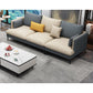 Light-Grey Waterproof Faux Leather Sofa Slipcovered Sectional with Recessed Arms 96.5"L x 33.5"W x 35"H Latex Clearhalo 'furn' 'furn_sectionals' 'Furniture' 'furniture_sectionals' 'Living Room Furniture' 'Sectionals' 4934516