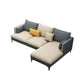 Light-Grey Waterproof Faux Leather Sofa Slipcovered Sectional with Recessed Arms 96.5"L x 67"W x 35"H Sponge Clearhalo 'furn' 'furn_sectionals' 'Furniture' 'furniture_sectionals' 'Living Room Furniture' 'Sectionals' 4934519
