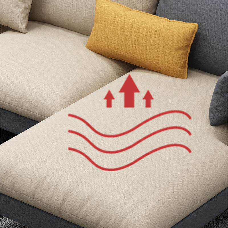 Light-Grey Waterproof Faux Leather Sofa Slipcovered Sectional with Recessed Arms Clearhalo 'furn' 'furn_sectionals' 'Furniture' 'furniture_sectionals' 'Living Room Furniture' 'Sectionals' 4934522