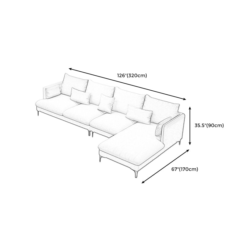Light-Grey Waterproof Faux Leather Sofa Slipcovered Sectional with Recessed Arms Clearhalo 'furn' 'furn_sectionals' 'Furniture' 'furniture_sectionals' 'Living Room Furniture' 'Sectionals' 4934527