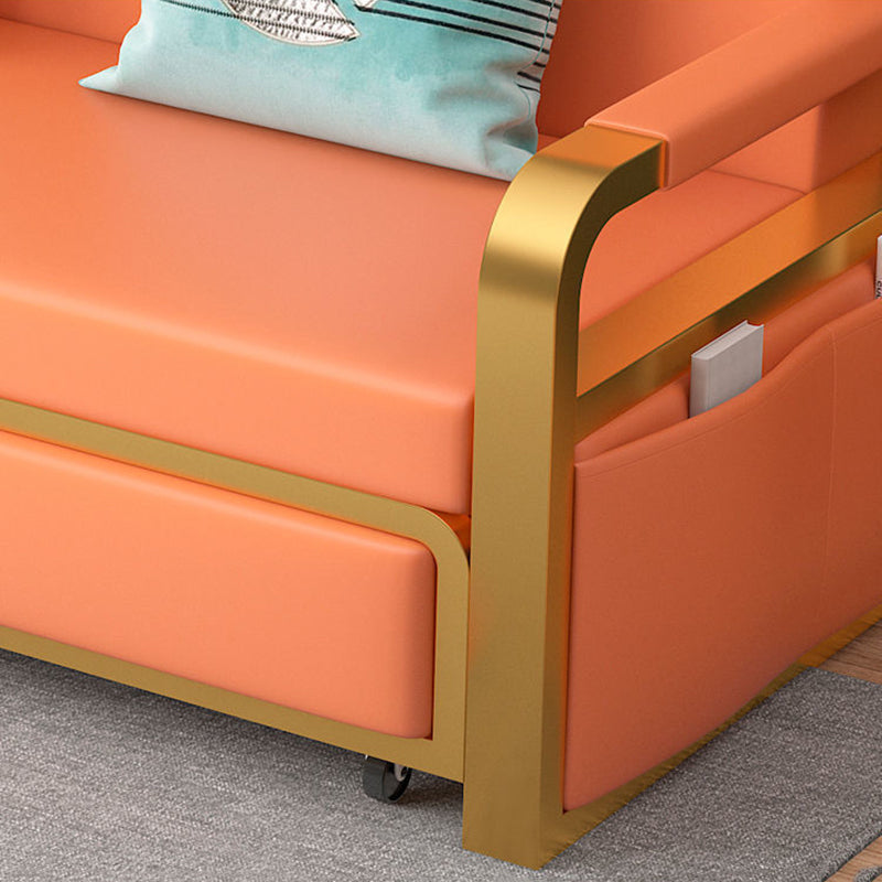 Contemporary Square Arm Removable Sofa Bed Metal Frame Sofa with Storage for Apartment Clearhalo 'Furniture' 'furniture_sofas' 'Living Room Furniture' 'Sofa' 'sofas' 4934538