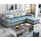 82.5"L Sloped Arm Sectional Cushion Back Sofa with Ottoman Included Sky Blue Faux Leather Clearhalo 'furn' 'furn_sectionals' 'Furniture' 'furniture_sectionals' 'Living Room Furniture' 'Sectionals' 4934545