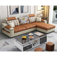 82.5"L Sloped Arm Sectional Cushion Back Sofa with Ottoman Included Orange White Faux Leather Clearhalo 'furn' 'furn_sectionals' 'Furniture' 'furniture_sectionals' 'Living Room Furniture' 'Sectionals' 4934547