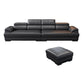 Genuine Leather Pillow Top Arm Sectional Sofa 27.56"H Cushion Back Sofa,Black 140"L x 81"W x 28"H Clearhalo 'furn' 'furn_sectionals' 'Furniture' 'furniture_sectionals' 'Living Room Furniture' 'Sectionals' 4934556