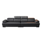 Genuine Leather Pillow Top Arm Sectional Sofa 27.56"H Cushion Back Sofa,Black 140"L x 39"W x 28"H Nappa Clearhalo 'furn' 'furn_sectionals' 'Furniture' 'furniture_sectionals' 'Living Room Furniture' 'Sectionals' 4934561