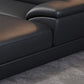 Genuine Leather Pillow Top Arm Sectional Sofa 27.56"H Cushion Back Sofa,Black Clearhalo 'furn' 'furn_sectionals' 'Furniture' 'furniture_sectionals' 'Living Room Furniture' 'Sectionals' 4934564