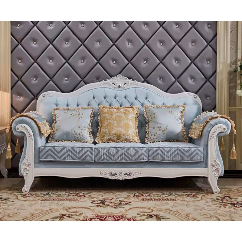 Traditional Rolled Arm Sofa Tufted Back Couch with Removable Cushions for Three People Sky Blue Clearhalo 'Furniture' 'furniture_sofas' 'Living Room Furniture' 'Sofa' 'sofas' 4934570