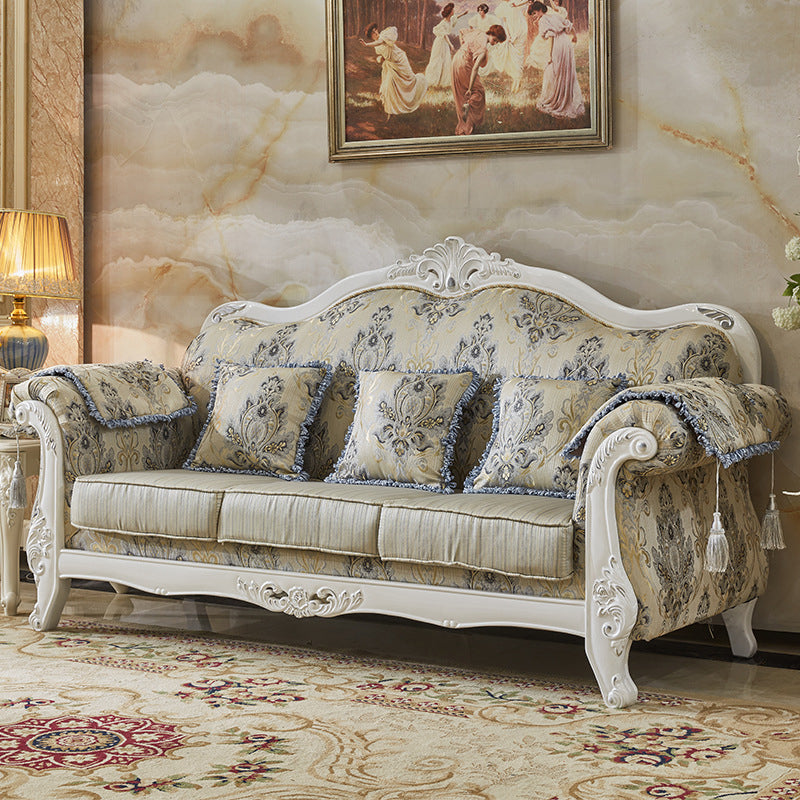 Traditional Rolled Arm Sofa Tufted Back Couch with Removable Cushions for Three People Yellow Blue Clearhalo 'Furniture' 'furniture_sofas' 'Living Room Furniture' 'Sofa' 'sofas' 4934577