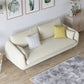 Scandinavian Square Arm Slipcovered Settee Velvet Tight Back Couch 59"L x 31.5"W x 31.5"H Off-White Latex Clearhalo 'furn' 'furn_sofas' 'Furniture' 'furniture_sofas' 'Living Room Furniture' 'Sofa' 'sofas' 4934594