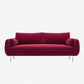 Scandinavian Square Arm Slipcovered Settee Velvet Tight Back Couch Red Clearhalo 'furn' 'furn_sofas' 'Furniture' 'furniture_sofas' 'Living Room Furniture' 'Sofa' 'sofas' 4934600