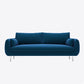Scandinavian Square Arm Slipcovered Settee Velvet Tight Back Couch Blue Clearhalo 'furn' 'furn_sofas' 'Furniture' 'furniture_sofas' 'Living Room Furniture' 'Sofa' 'sofas' 4934601