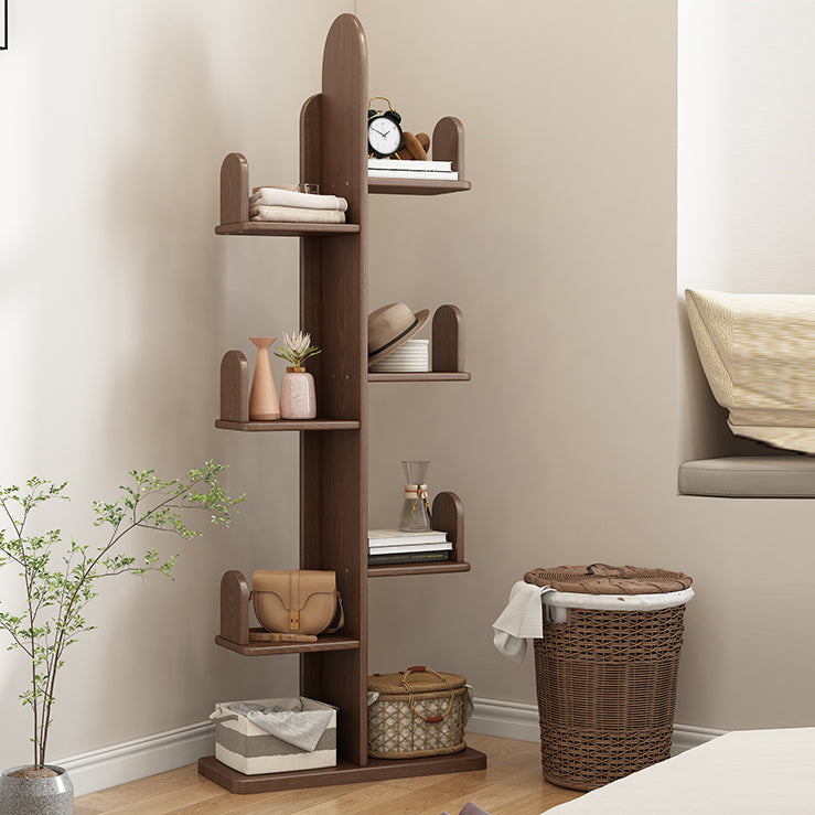 Modern Style Bookshelf Solid Wood Vertical Shelf Bookcase for Home 23.6"L x 9.4"W x 65"H Walnut Clearhalo 'Bookcases' 'furn' 'furn_bookcases' 'Furniture' 'furniture_bookcases' 'Office Furniture' 4936448