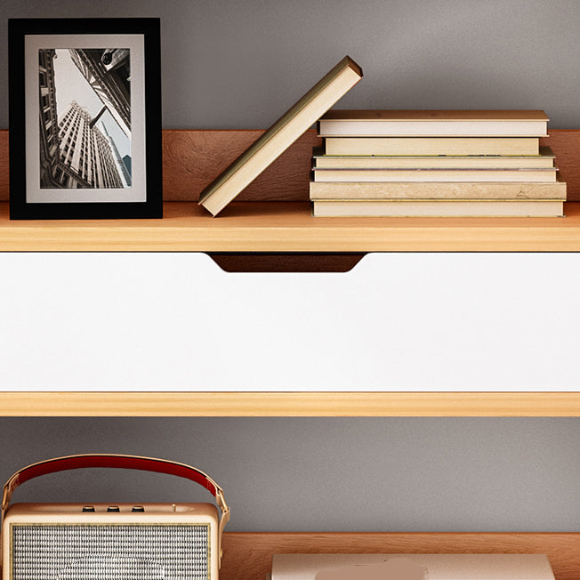 Manufactured Wood Standard Bookshelf Vertical Open Bookcase with Drawer Clearhalo 'Bookcases' 'furn' 'furn_bookcases' 'Furniture' 'furniture_bookcases' 'Office Furniture' 4936486