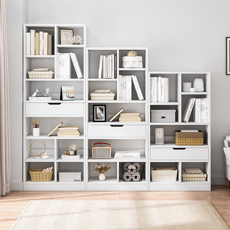 Manufactured Wood Standard Bookshelf Vertical Open Bookcase with Drawer Clearhalo 'Bookcases' 'furn' 'furn_bookcases' 'Furniture' 'furniture_bookcases' 'Office Furniture' 4936491