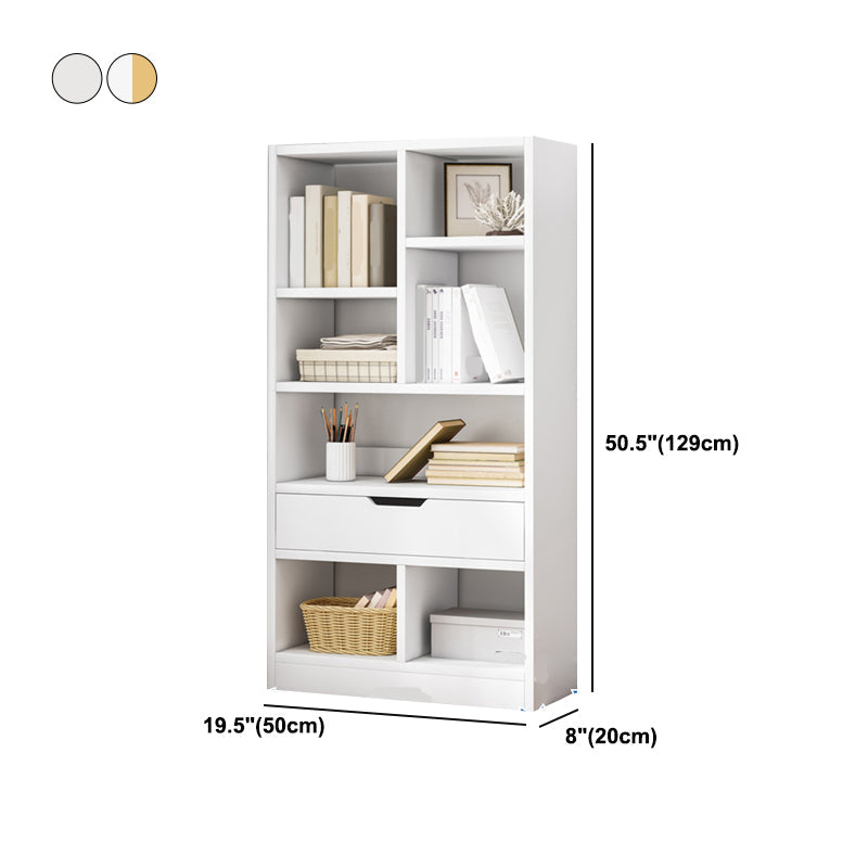 Manufactured Wood Standard Bookshelf Vertical Open Bookcase with Drawer Clearhalo 'Bookcases' 'furn' 'furn_bookcases' 'Furniture' 'furniture_bookcases' 'Office Furniture' 4936497