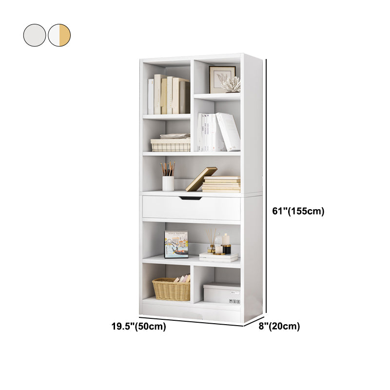 Manufactured Wood Standard Bookshelf Vertical Open Bookcase with Drawer Clearhalo 'Bookcases' 'furn' 'furn_bookcases' 'Furniture' 'furniture_bookcases' 'Office Furniture' 4936498