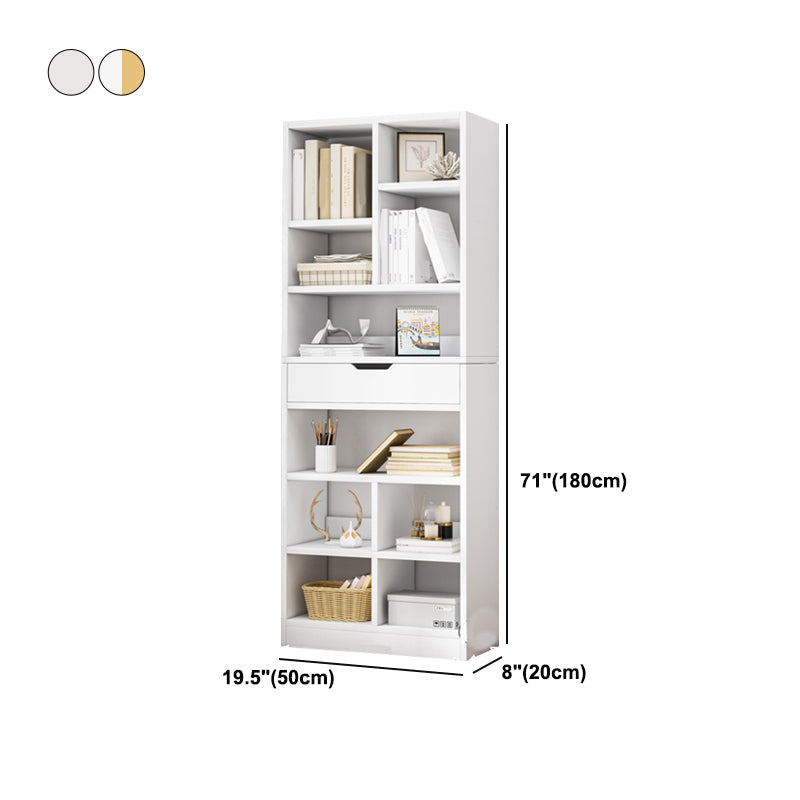 Manufactured Wood Standard Bookshelf Vertical Open Bookcase with Drawer Clearhalo 'Bookcases' 'furn' 'furn_bookcases' 'Furniture' 'furniture_bookcases' 'Office Furniture' 4936499