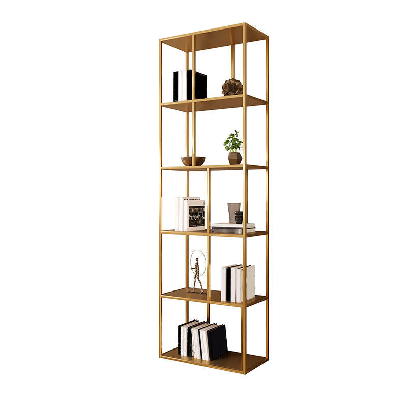 Contemporary Iron Open Etagere Bookshelf Multi Shelf Vertical Bookcase for Study Room 23.6"L x 9.8"W x 78.7"H Gold Clearhalo 'Bookcases' 'furn' 'furn_bookcases' 'Furniture' 'furniture_bookcases' 'Office Furniture' 4936679