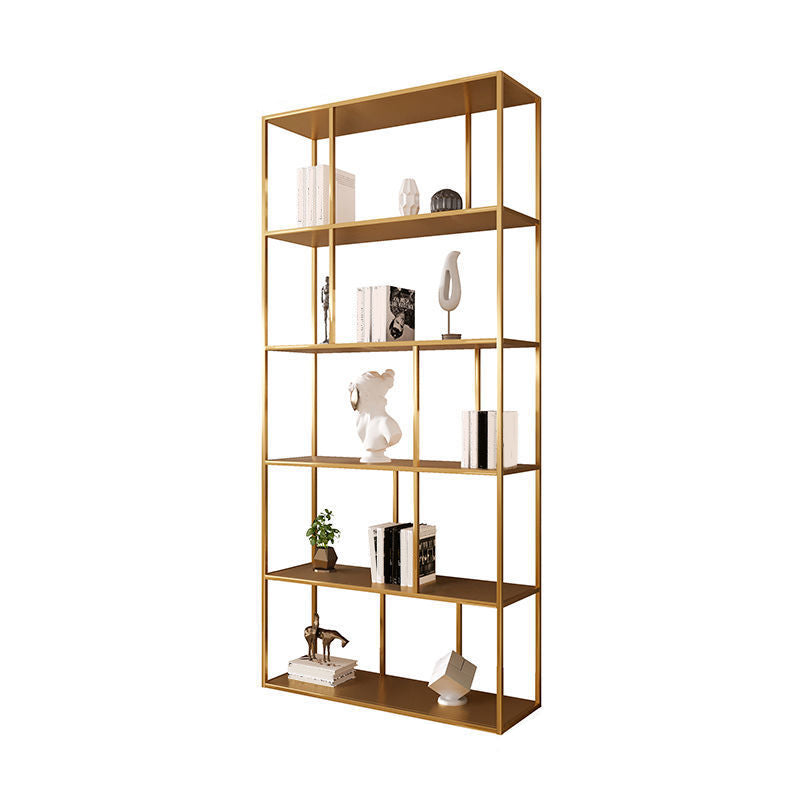 Contemporary Iron Open Etagere Bookshelf Multi Shelf Vertical Bookcase for Study Room 39.4"L x 9.8"W x 78.7"H Gold Clearhalo 'Bookcases' 'furn' 'furn_bookcases' 'Furniture' 'furniture_bookcases' 'Office Furniture' 4936685