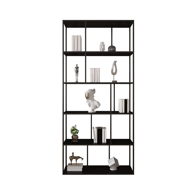 Contemporary Iron Open Etagere Bookshelf Multi Shelf Vertical Bookcase for Study Room 39.4"L x 9.8"W x 78.7"H Black Clearhalo 'Bookcases' 'furn' 'furn_bookcases' 'Furniture' 'furniture_bookcases' 'Office Furniture' 4936690