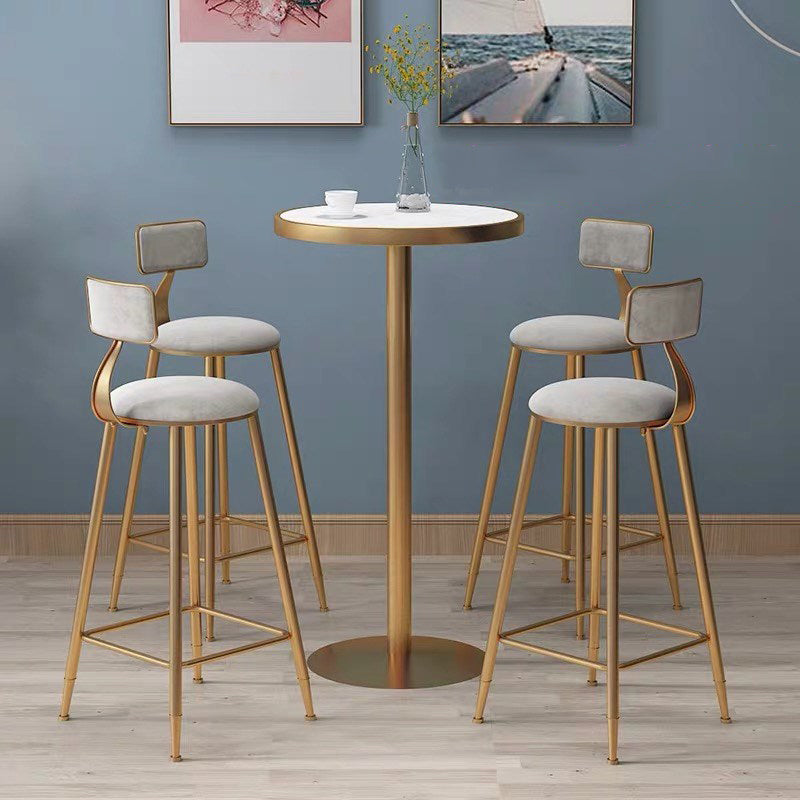 Stone Bar Dining Table Glam Round /Square Bar Table with Pedestal for Dining Room Clearhalo 'Bar Furniture' 'Bar Tables' 'bar_tables' 'furn' 'furn_bar_tables' 'Furniture' 'furniture_bar_tables' 'Kitchen & Dining Furniture' 4939135