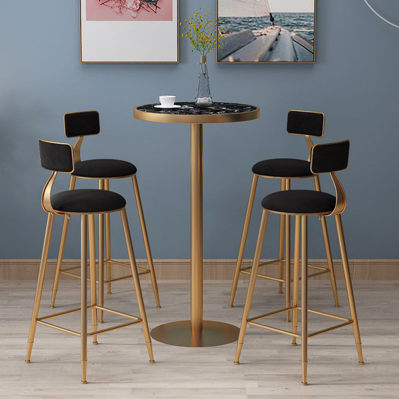 Stone Bar Dining Table Glam Round /Square Bar Table with Pedestal for Dining Room Black Round Clearhalo 'Bar Furniture' 'Bar Tables' 'bar_tables' 'furn' 'furn_bar_tables' 'Furniture' 'furniture_bar_tables' 'Kitchen & Dining Furniture' 4939139