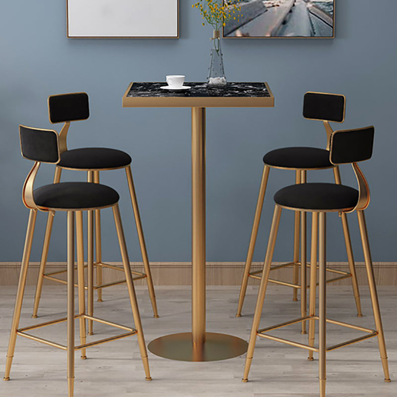 Stone Bar Dining Table Glam Round /Square Bar Table with Pedestal for Dining Room Black Square Clearhalo 'Bar Furniture' 'Bar Tables' 'bar_tables' 'furn' 'furn_bar_tables' 'Furniture' 'furniture_bar_tables' 'Kitchen & Dining Furniture' 4939140