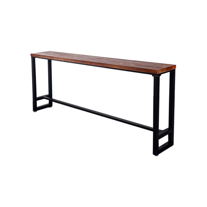 Wood Bar Dining Table Industrial Bar Dining Table with Black Trestle Base Without Chairs Clearhalo 'Bar Furniture' 'Bar Tables' 'bar_tables' 'furn' 'furn_bar_tables' 'Furniture' 'furniture_bar_tables' 'Kitchen & Dining Furniture' 4939154
