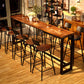 Wood Bar Dining Table Industrial Bar Dining Table with Black Trestle Base Clearhalo 'Bar Furniture' 'Bar Tables' 'bar_tables' 'furn' 'furn_bar_tables' 'Furniture' 'furniture_bar_tables' 'Kitchen & Dining Furniture' 4939163