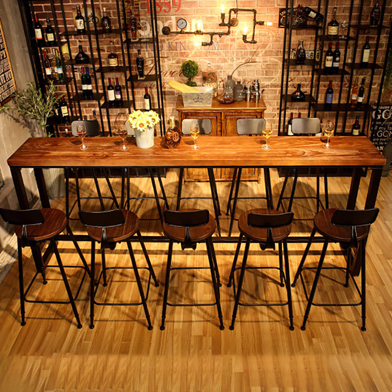 Wood Bar Dining Table Industrial Bar Dining Table with Black Trestle Base Clearhalo 'Bar Furniture' 'Bar Tables' 'bar_tables' 'furn' 'furn_bar_tables' 'Furniture' 'furniture_bar_tables' 'Kitchen & Dining Furniture' 4939164