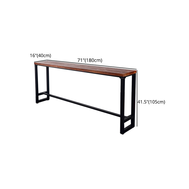 Wood Bar Dining Table Industrial Bar Dining Table with Black Trestle Base Clearhalo 'Bar Furniture' 'Bar Tables' 'bar_tables' 'furn' 'furn_bar_tables' 'Furniture' 'furniture_bar_tables' 'Kitchen & Dining Furniture' 4939168