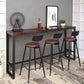 Pine Wood Bar Table Industrial Rectangle Bar Dining Table with Black Trestle Base 55.1"L x 15.7"W x 41.3"H Without Chairs Clearhalo 'Bar Furniture' 'Bar Tables' 'bar_tables' 'furn' 'furn_bar_tables' 'Furniture' 'furniture_bar_tables' 'Kitchen & Dining Furniture' 4939178