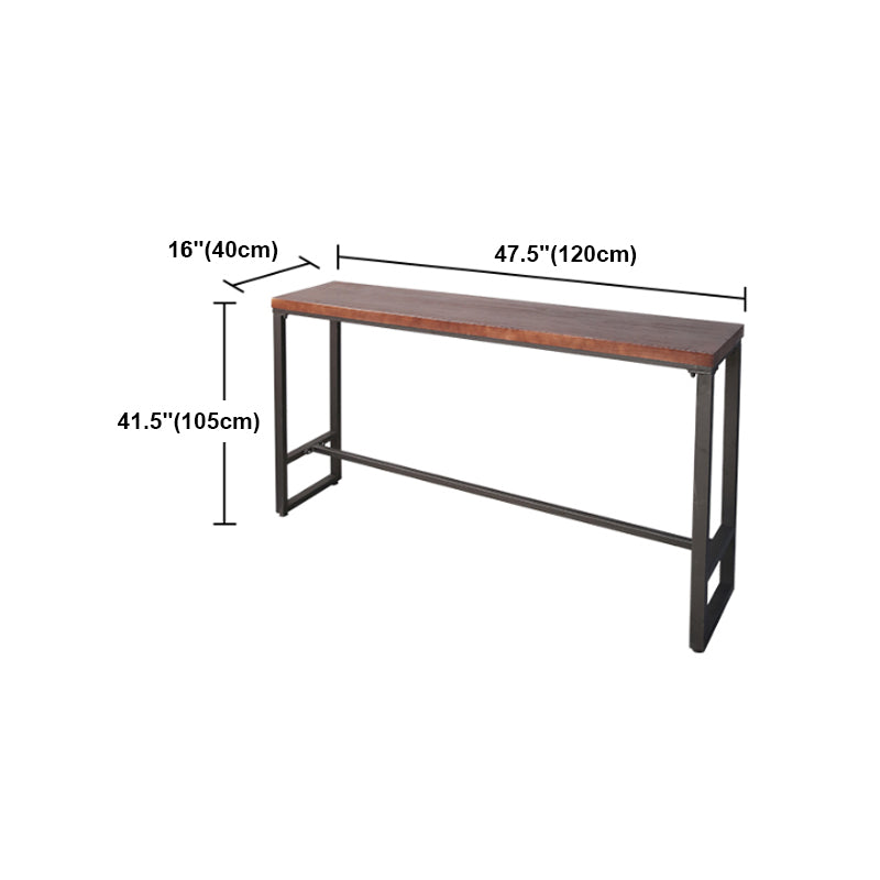 Pine Wood Bar Table Industrial Rectangle Bar Dining Table with Black Trestle Base Clearhalo 'Bar Furniture' 'Bar Tables' 'bar_tables' 'furn' 'furn_bar_tables' 'Furniture' 'furniture_bar_tables' 'Kitchen & Dining Furniture' 4939187