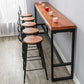 Pine Wood Bar Dining Table Industrial Bar Table with Black Trestle Base 78.7"L x 15.7"W x 41.3"H Without Chairs Clearhalo 'Bar Furniture' 'Bar Tables' 'bar_tables' 'furn' 'furn_bar_tables' 'Furniture' 'furniture_bar_tables' 'Kitchen & Dining Furniture' 4939193
