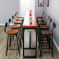 Pine Wood Bar Dining Table Industrial Bar Table with Black Trestle Base 70.9"L x 15.7"W x 41.3"H Without Chairs Clearhalo 'Bar Furniture' 'Bar Tables' 'bar_tables' 'furn' 'furn_bar_tables' 'Furniture' 'furniture_bar_tables' 'Kitchen & Dining Furniture' 4939194