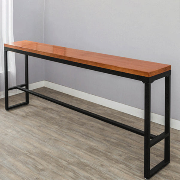 Pine Wood Bar Dining Table Industrial Bar Table with Black Trestle Base Clearhalo 'Bar Furniture' 'Bar Tables' 'bar_tables' 'furn' 'furn_bar_tables' 'Furniture' 'furniture_bar_tables' 'Kitchen & Dining Furniture' 4939201