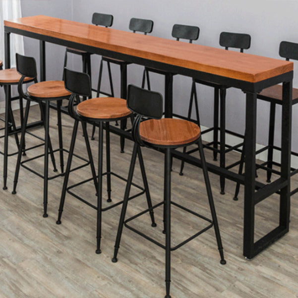 Pine Wood Bar Dining Table Industrial Bar Table with Black Trestle Base Clearhalo 'Bar Furniture' 'Bar Tables' 'bar_tables' 'furn' 'furn_bar_tables' 'Furniture' 'furniture_bar_tables' 'Kitchen & Dining Furniture' 4939202