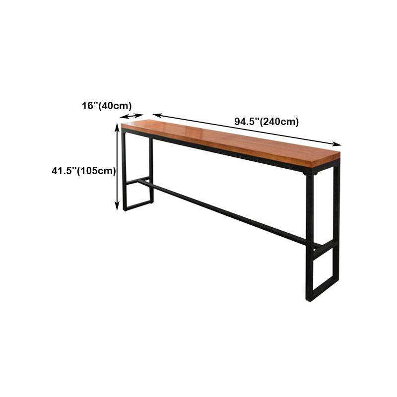 Pine Wood Bar Dining Table Industrial Bar Table with Black Trestle Base Clearhalo 'Bar Furniture' 'Bar Tables' 'bar_tables' 'furn' 'furn_bar_tables' 'Furniture' 'furniture_bar_tables' 'Kitchen & Dining Furniture' 4939208