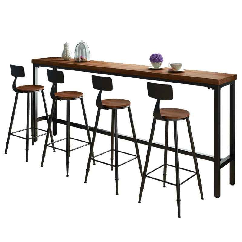 Pine Wood Bar Table Industrial Bar Table with Black Trestle Base Clearhalo 'Bar Furniture' 'Bar Tables' 'bar_tables' 'furn' 'furn_bar_tables' 'Furniture' 'furniture_bar_tables' 'Kitchen & Dining Furniture' 4939220