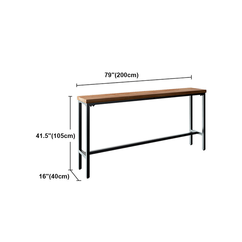 Pine Wood Bar Table Industrial Bar Table with Black Trestle Base Clearhalo 'Bar Furniture' 'Bar Tables' 'bar_tables' 'furn' 'furn_bar_tables' 'Furniture' 'furniture_bar_tables' 'Kitchen & Dining Furniture' 4939227