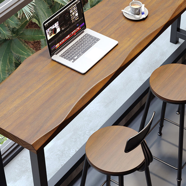 Pine Wood Bar Table Industrial Rectangle Bar Table with Trestle Base in Black Clearhalo 'Bar Furniture' 'Bar Tables' 'bar_tables' 'furn' 'furn_bar_tables' 'Furniture' 'furniture_bar_tables' 'Kitchen & Dining Furniture' 4939256