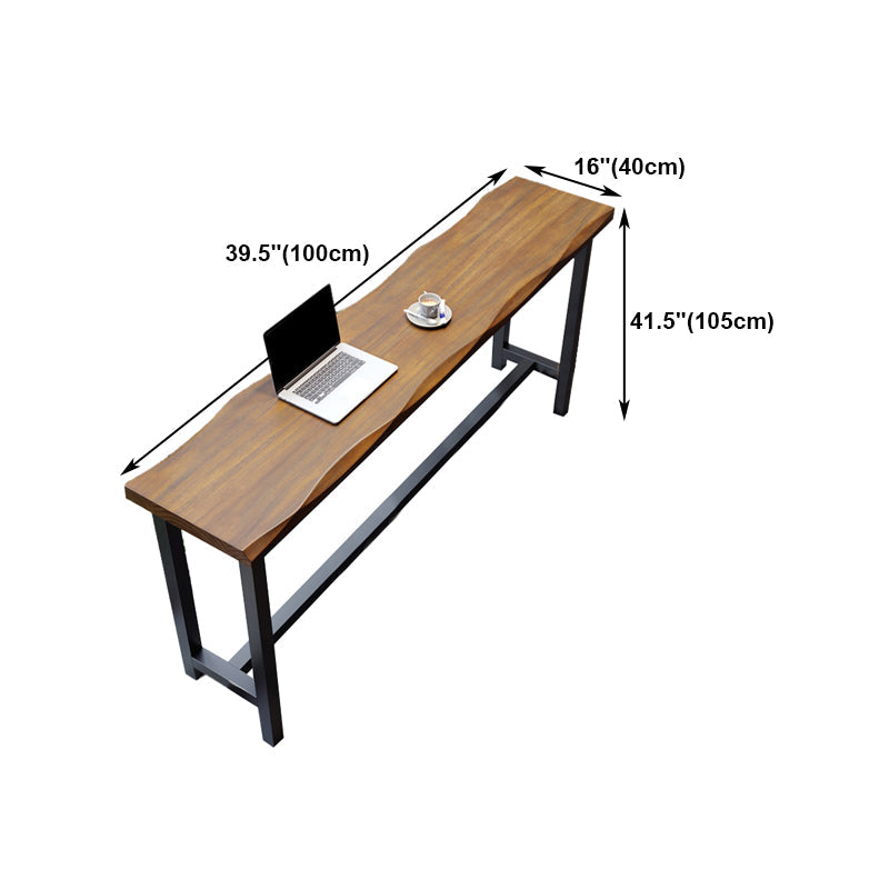 Pine Wood Bar Table Industrial Rectangle Bar Table with Trestle Base in Black Clearhalo 'Bar Furniture' 'Bar Tables' 'bar_tables' 'furn' 'furn_bar_tables' 'Furniture' 'furniture_bar_tables' 'Kitchen & Dining Furniture' 4939258