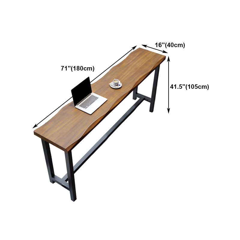 Pine Wood Bar Table Industrial Rectangle Bar Table with Trestle Base in Black Clearhalo 'Bar Furniture' 'Bar Tables' 'bar_tables' 'furn' 'furn_bar_tables' 'Furniture' 'furniture_bar_tables' 'Kitchen & Dining Furniture' 4939262
